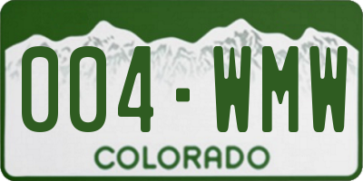 CO license plate 004WMW