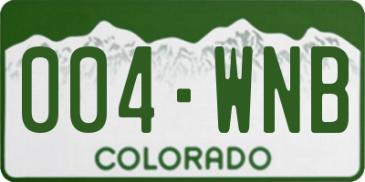 CO license plate 004WNB