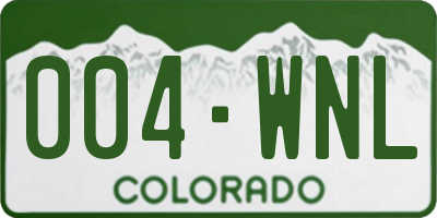 CO license plate 004WNL
