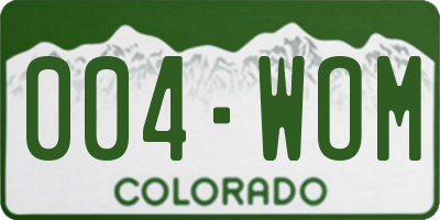 CO license plate 004WOM
