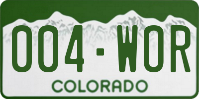 CO license plate 004WOR