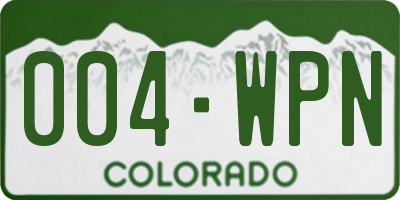 CO license plate 004WPN