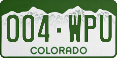 CO license plate 004WPU