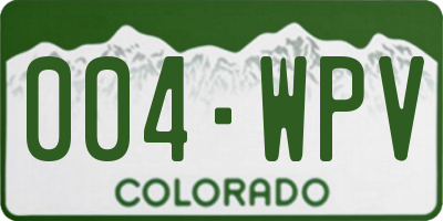 CO license plate 004WPV