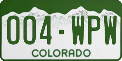 CO license plate 004WPW