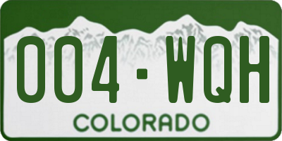 CO license plate 004WQH