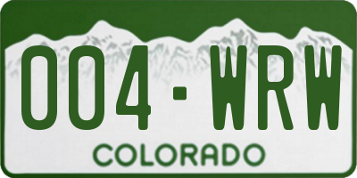 CO license plate 004WRW
