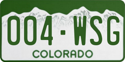CO license plate 004WSG
