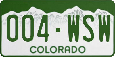 CO license plate 004WSW