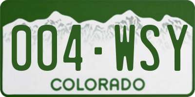 CO license plate 004WSY