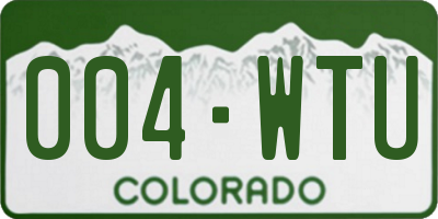 CO license plate 004WTU