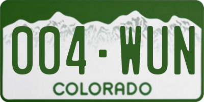 CO license plate 004WUN