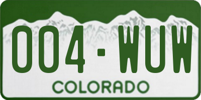 CO license plate 004WUW