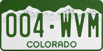 CO license plate 004WVM