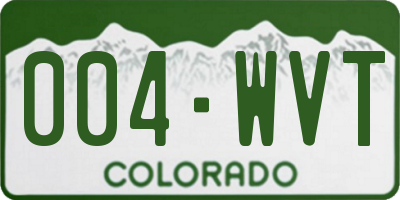 CO license plate 004WVT