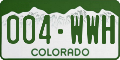 CO license plate 004WWH