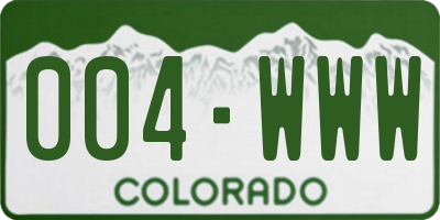 CO license plate 004WWW