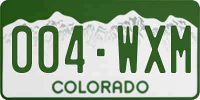 CO license plate 004WXM