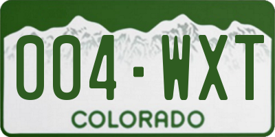 CO license plate 004WXT
