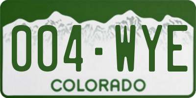 CO license plate 004WYE