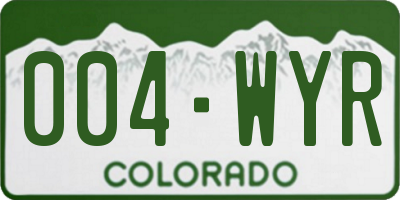 CO license plate 004WYR