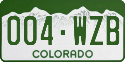 CO license plate 004WZB