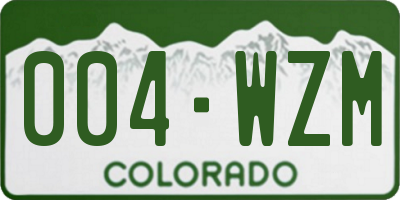 CO license plate 004WZM