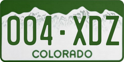 CO license plate 004XDZ