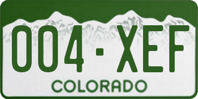 CO license plate 004XEF