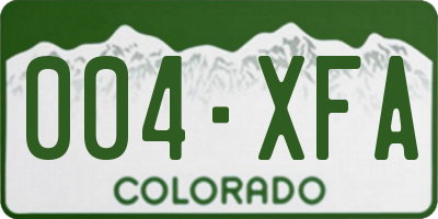 CO license plate 004XFA