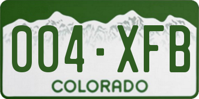 CO license plate 004XFB