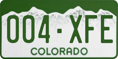 CO license plate 004XFE