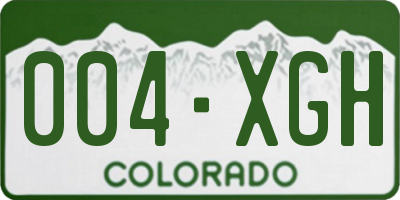 CO license plate 004XGH