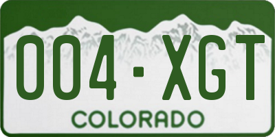 CO license plate 004XGT