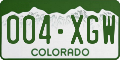 CO license plate 004XGW