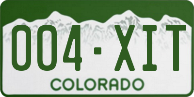 CO license plate 004XIT