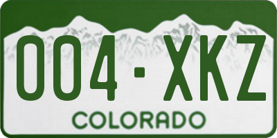 CO license plate 004XKZ