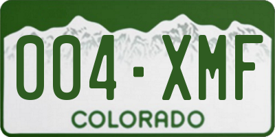 CO license plate 004XMF