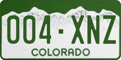 CO license plate 004XNZ