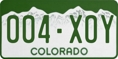 CO license plate 004XOY