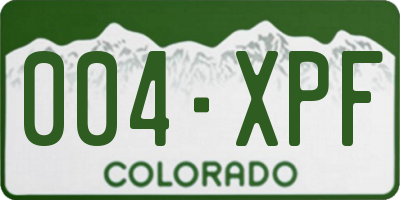 CO license plate 004XPF