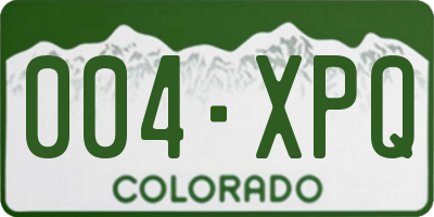 CO license plate 004XPQ