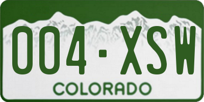 CO license plate 004XSW