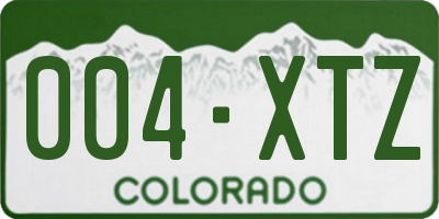 CO license plate 004XTZ