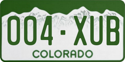CO license plate 004XUB