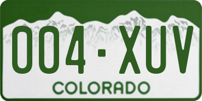 CO license plate 004XUV
