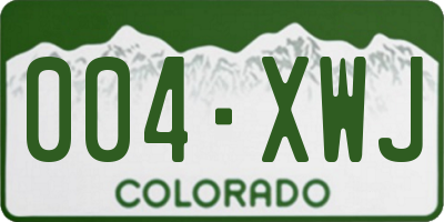 CO license plate 004XWJ