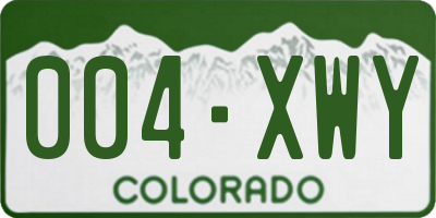 CO license plate 004XWY