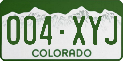 CO license plate 004XYJ