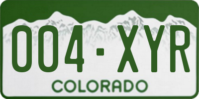 CO license plate 004XYR